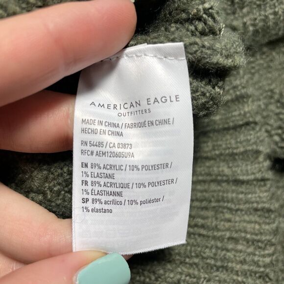 American Eagle Green Fishermans Sweater Women's Size XS Oversized Mock Neck - Picture 8 of 12